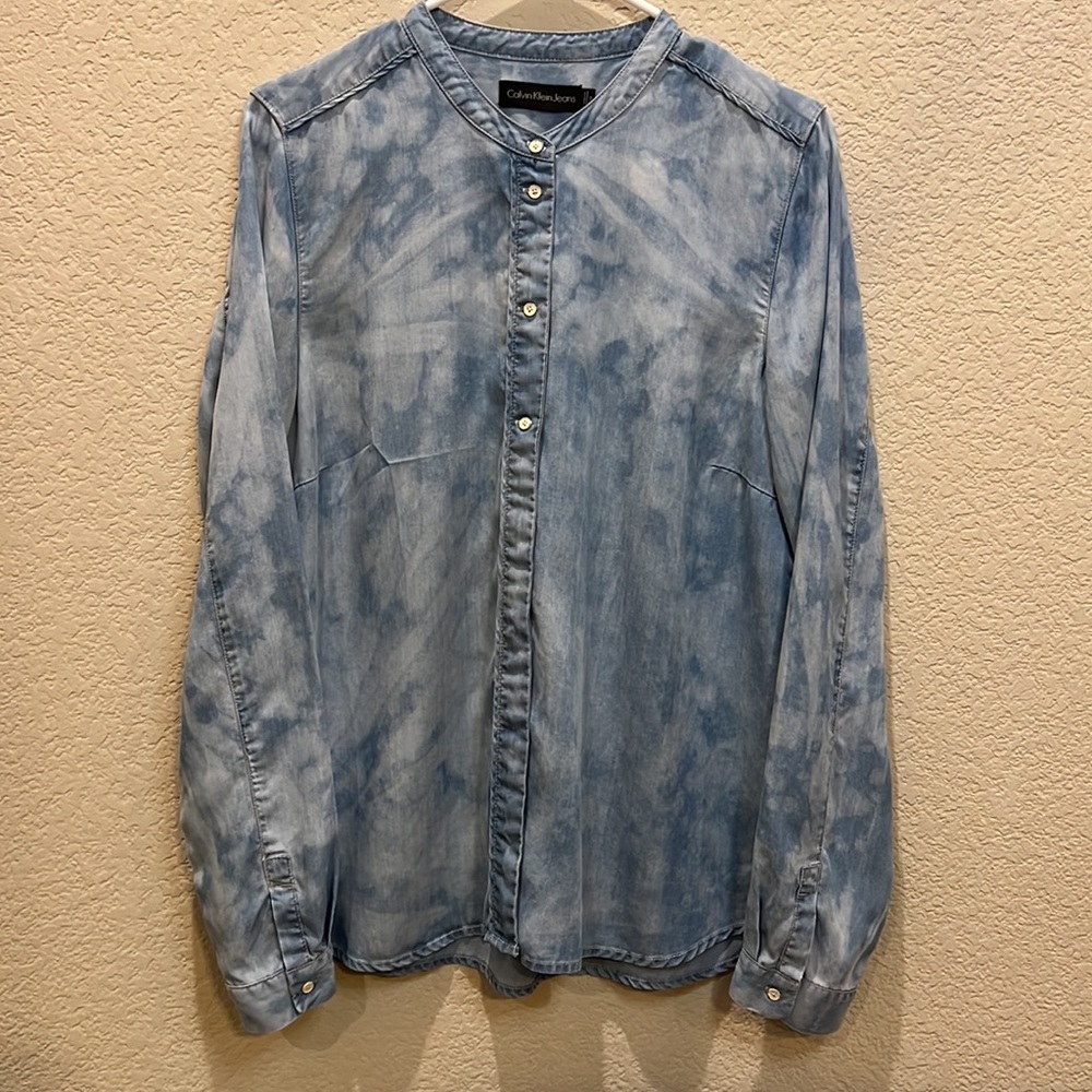 CALVIN KLEIN JEANS WOMEN LONG SLEEVE SHIRT MEDIUM - Picture 3 of 10